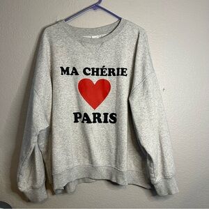 H&M Gray Crewneck Sweater Red Heart Ma Cherie Paris size XXL